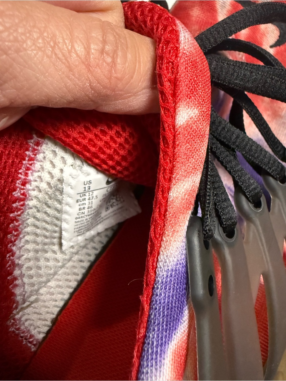 Nike Men’s 13 Tie-Dye Red & Purple Athletic Shoes - Picture 13 of 14